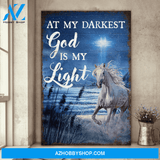 Jesus Portrait Canvas Wall Art - God Wall Art - Jesus - White Horse - At My Darkest, God Is My Light