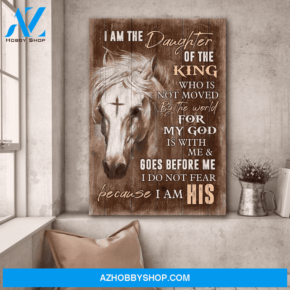 Jesus Portrait Canvas Wall Art - God Wall Art - White Horse, I Am The Daughter Of The King