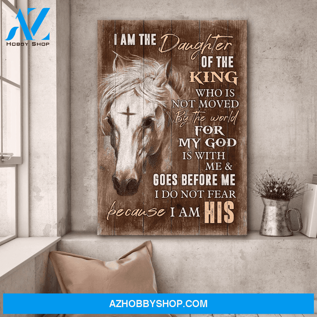Jesus Portrait Canvas Wall Art - God Wall Art - White Horse, I Am The Daughter Of The King