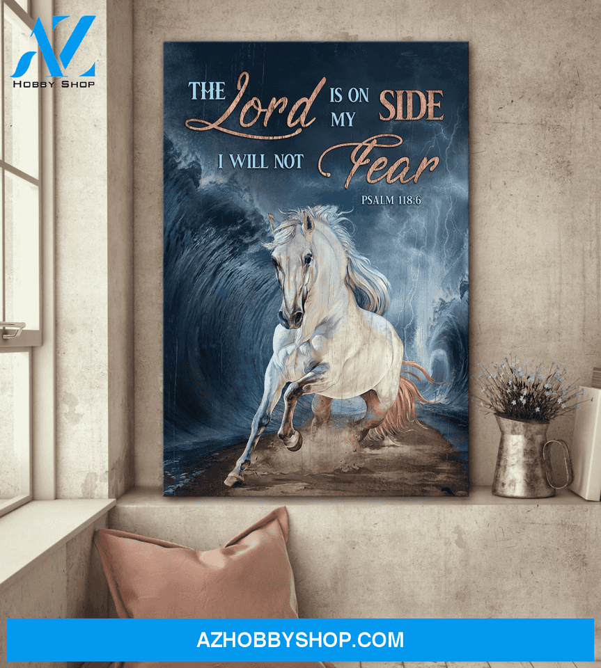 Jesus Portrait Canvas Wall Art - God Wall Art - White Horse Painting, The Lord Is On My Side