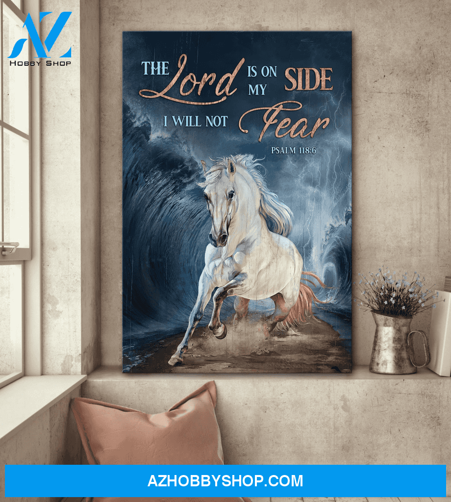 Jesus Portrait Canvas Wall Art - God Wall Art - White Horse Painting, The Lord Is On My Side