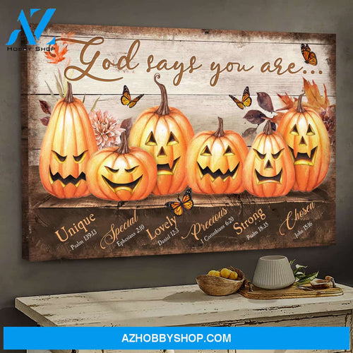 Jesus - Pumpkin - God says you are - Landscape Canvas Prints, Wall Art