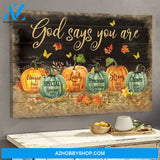 Jesus - Pumpkin on black background - God says you are - Landscape Canvas Prints, Wall Art