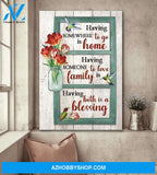 Jesus - Red tulip and hummingbird - Having somewhere to go is home - Portrait Canvas Prints, Wall Art