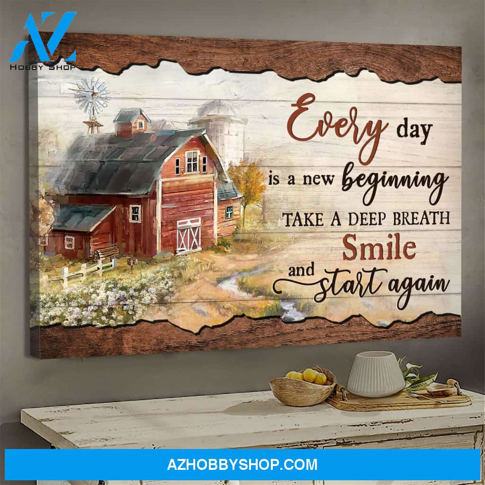 Jesus - Stunning Farm - Every day is a new beginning - Landscape Canvas Prints, Wall Art