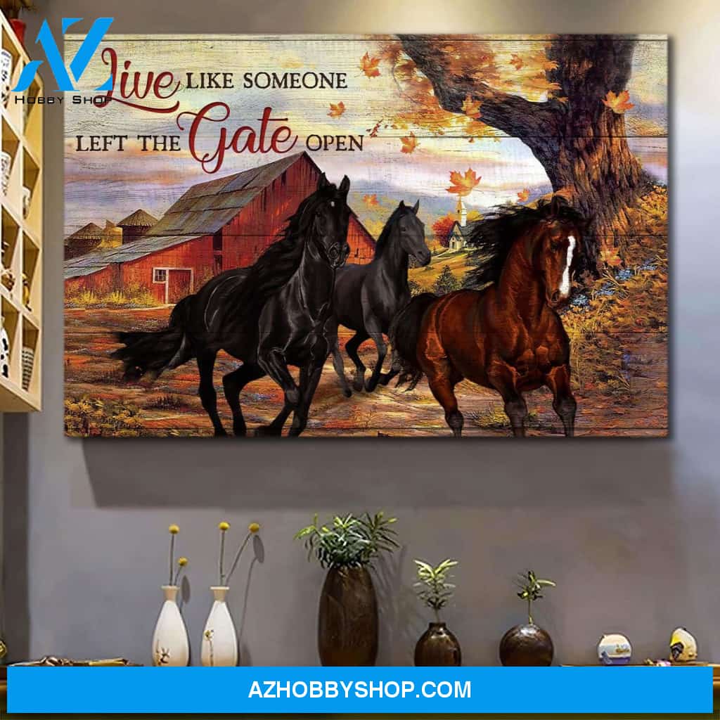 Jesus - Stunning horses - Live life someone left the gate open - Landscape Canvas Prints, Wall Art