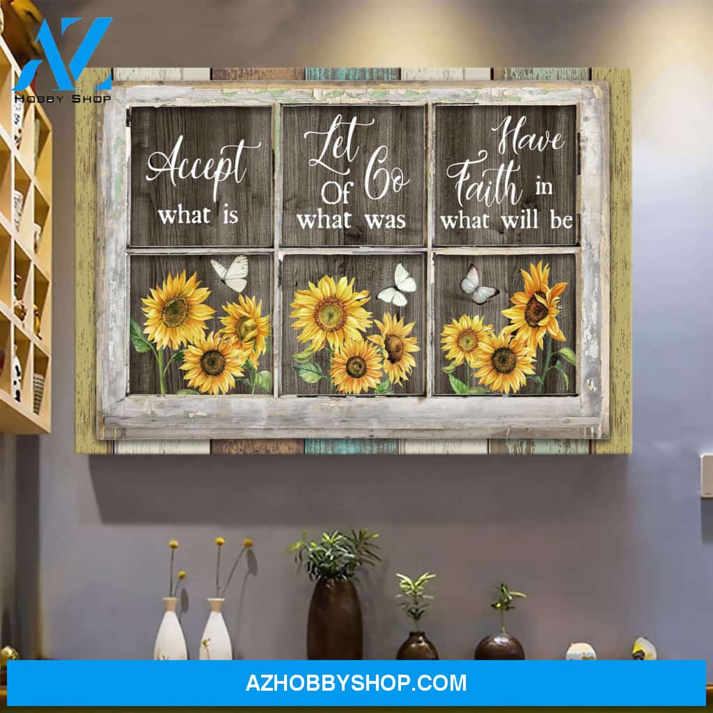 Jesus - Sunflower - Accept, let go, have faith - Landscape Canvas Prints, Wall Art