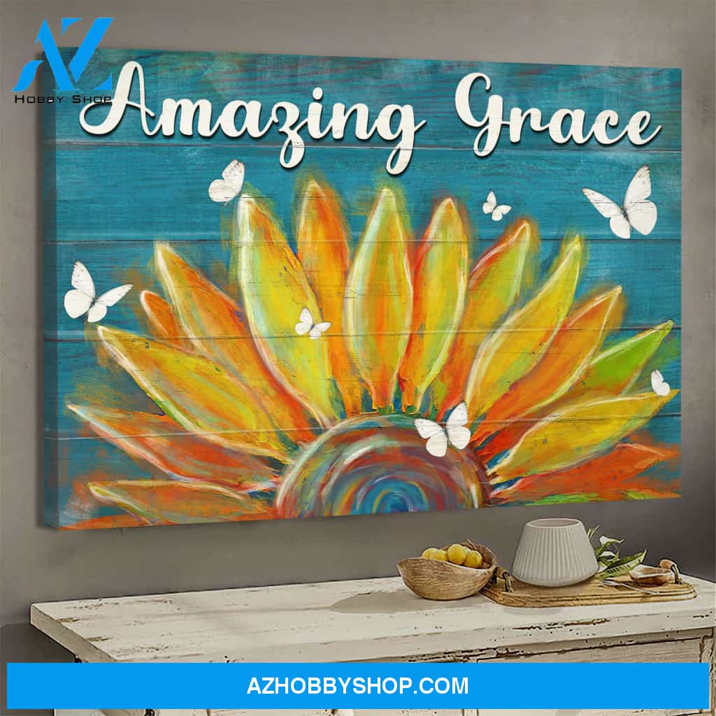 Jesus - Sunflower - Amazing grace - Landscape Canvas Prints, Wall Art