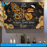 Jesus - Sunflower and butterfly - Let your faith be bigger than your fear - Landscape Canvas Prints, Wall Art
