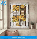 Jesus - Sunflower and hummingbird - My God is the light in the darkness - Portrait Canvas Prints, Wall Art