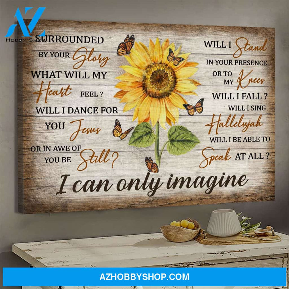 Jesus - Sunflower and yellow butterfly - I can only imagine - Landscape Canvas Prints, Wall Art