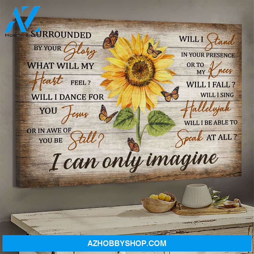 Jesus - Sunflower and yellow butterfly - I can only imagine - Landscape Canvas Prints, Wall Art