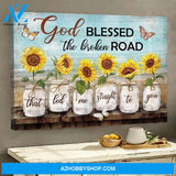 Jesus - Sunflower - God blessed the road that led me to you - Landscape Canvas Prints, Wall Art