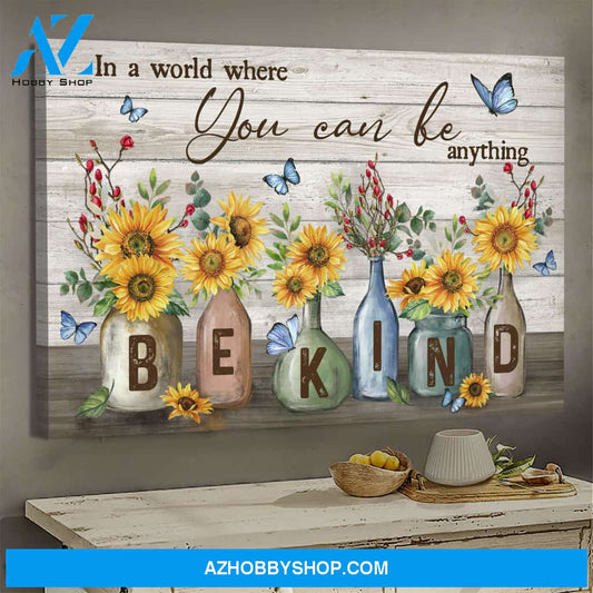Jesus - Sunflower jar - Be kind - Landscape Canvas Prints, Wall Art