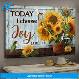 Jesus - Sunflower pot - Today I choose joy - Landscape Canvas Print - Wall Art