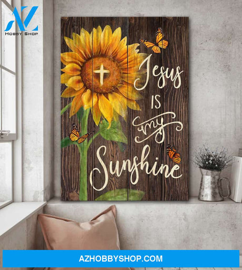 Jesus - Sunflower with Cross - Jesus is my sunshine - Portrait Canvas Prints, Wall Art