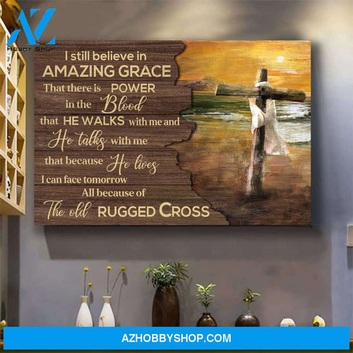 Jesus - Sunset on the beach - I still believe in amazing grace - Landscape Canvas Prints - Wall Art