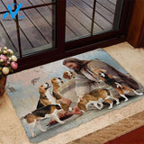 Jesus Surrounded By Beagles Doormat