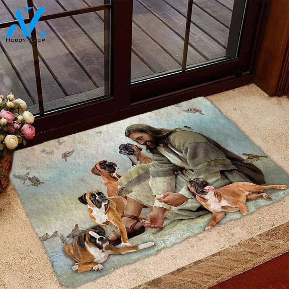Jesus Surrounded By Boxers Doormat