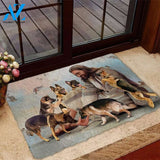 Jesus Surrounded By German Shepherds Doormat