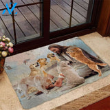 Jesus Surrounded By Golden Retrievers Doormat