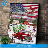 Personalized Canvas Jesus Take The Wheel Christmas Truck Wall Art For Christmas Gift Canvas Wall Art