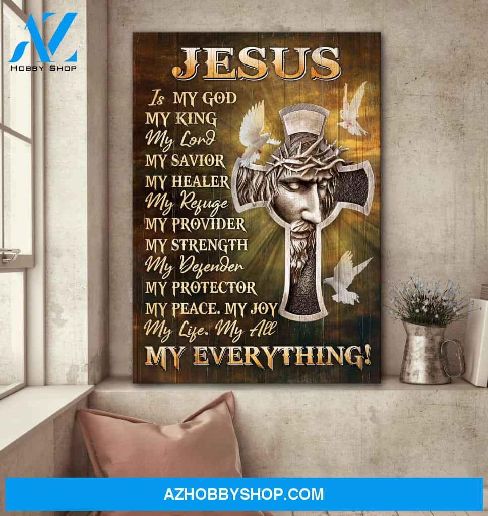 Jesus - The cross and the doves - Jesus is my everything - Portrait Canvas Prints, Wall Art