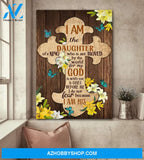 Jesus - The cross - I am the daughter of a King - Portrait Canvas Print - Wall Art