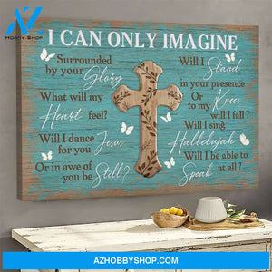 Jesus - The cross on blue background - I can only imagine - Landscape Canvas Prints, Wall Art