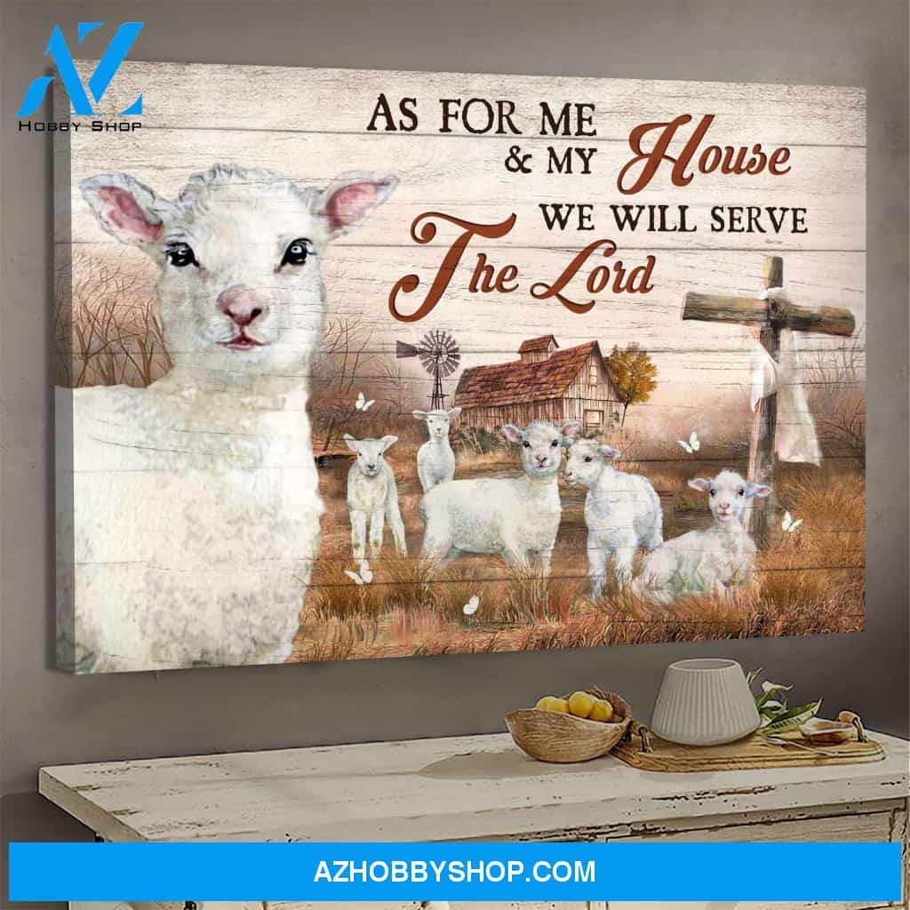 Jesus- The lambs - Me & my house will serve the Lord - Landscape Canvas Prints, Wall Art
