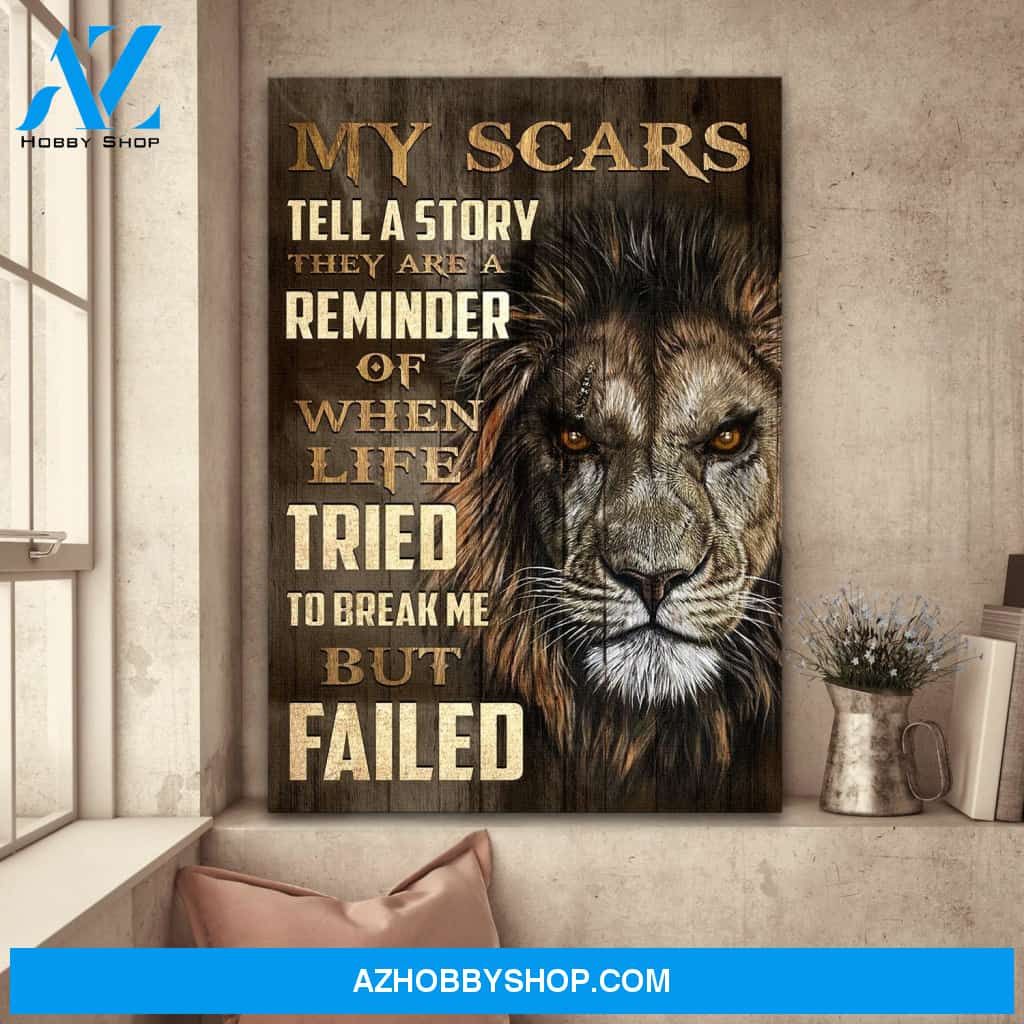 Jesus - The Lion - My scars tell a story - Portrait Canvas Prints, Wall Art
