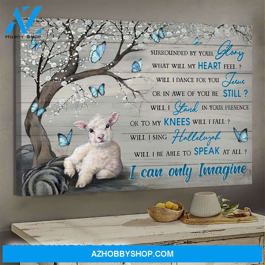 Jesus - The little lamb and butterflies - I can only imagine - Landscape Canvas Prints, Wall Art