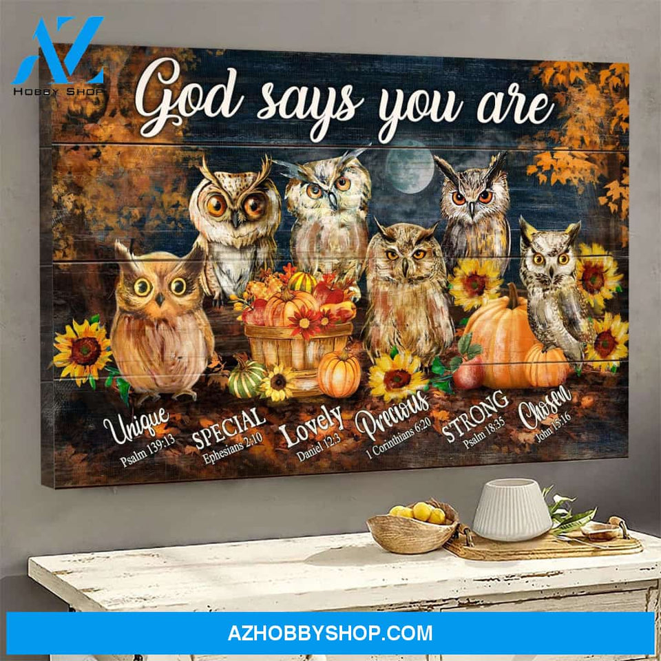 Jesus - The Owls - God says you are - Landscape Canvas Prints, Wall Art