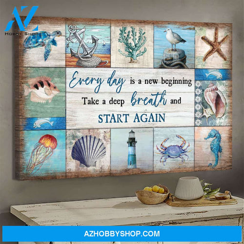 Jesus - The sea - Everyday is a new beginning - Landscape Canvas Prints, Wall Art