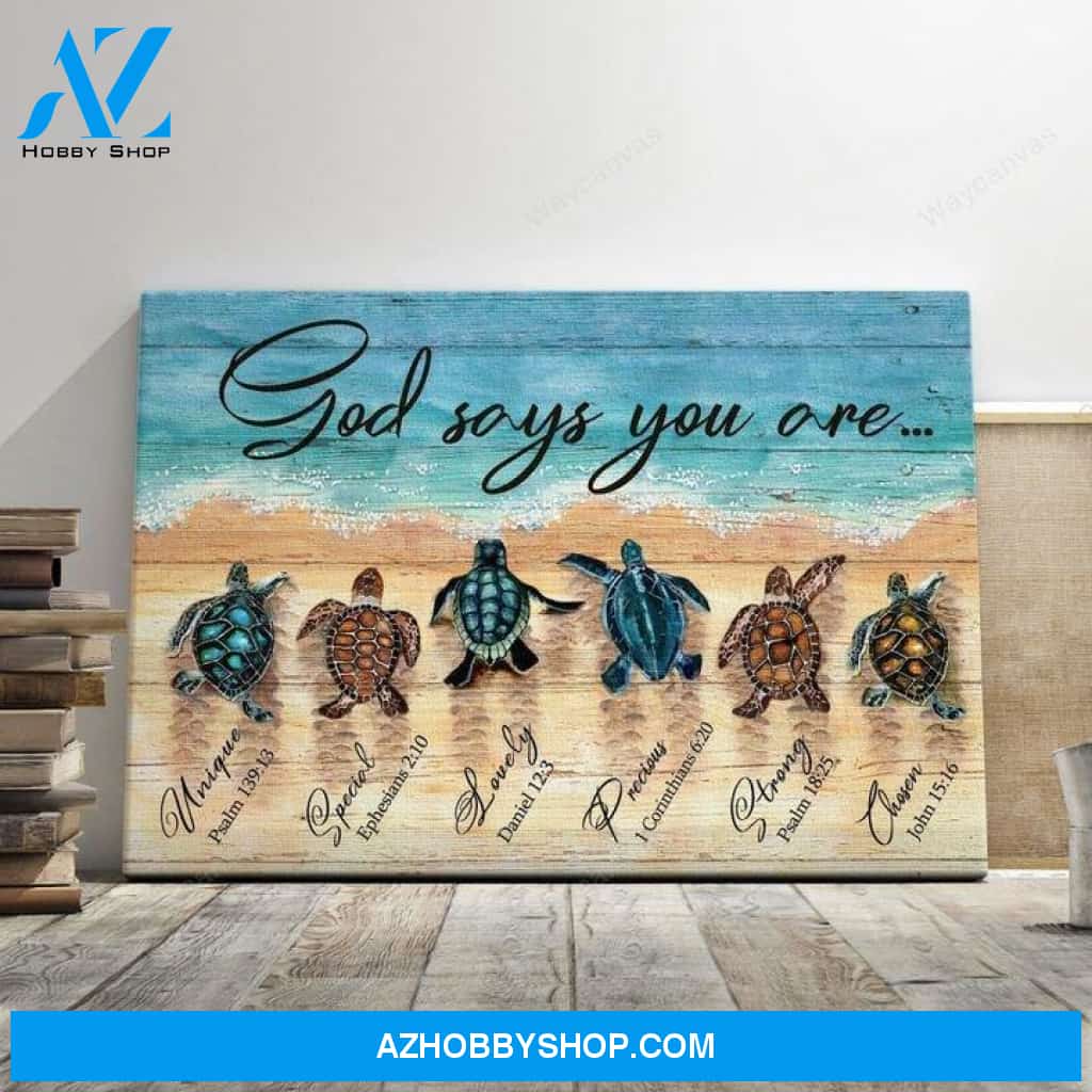 Jesus - Turtle - God says you are beautiful and unique Jesus Landscape Canvas Prints - Wall Art