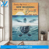 Jesus - Turtle in the ocean - Every day is a new beginning - Portrait Canvas Prints, Wall Art