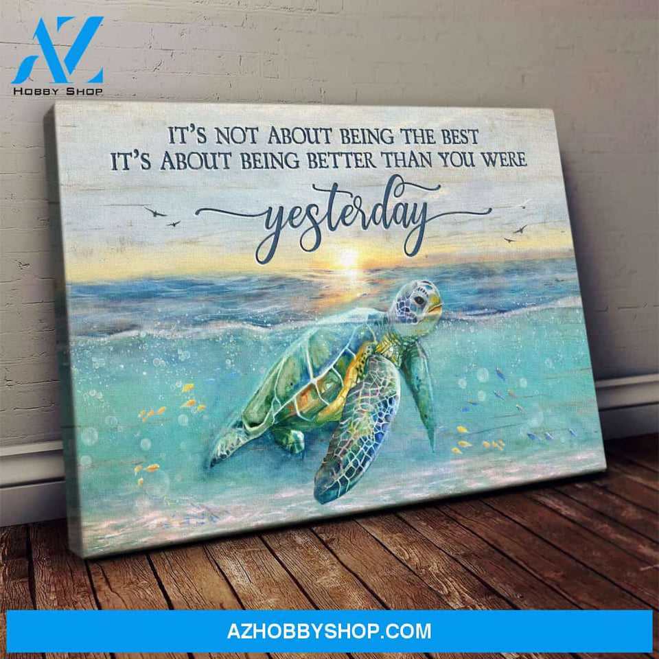 Jesus - Turtle - It's about being better than you were yesterday - Landscape Canvas Prints, Wall Art