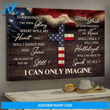 Jesus - Us flag and the cross - I can only imagine - Landscape Canvas Prints, Wall Art