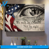 Jesus - US Flag - We walk by faith not by sight - Landscape Canvas Prints, Wall Art