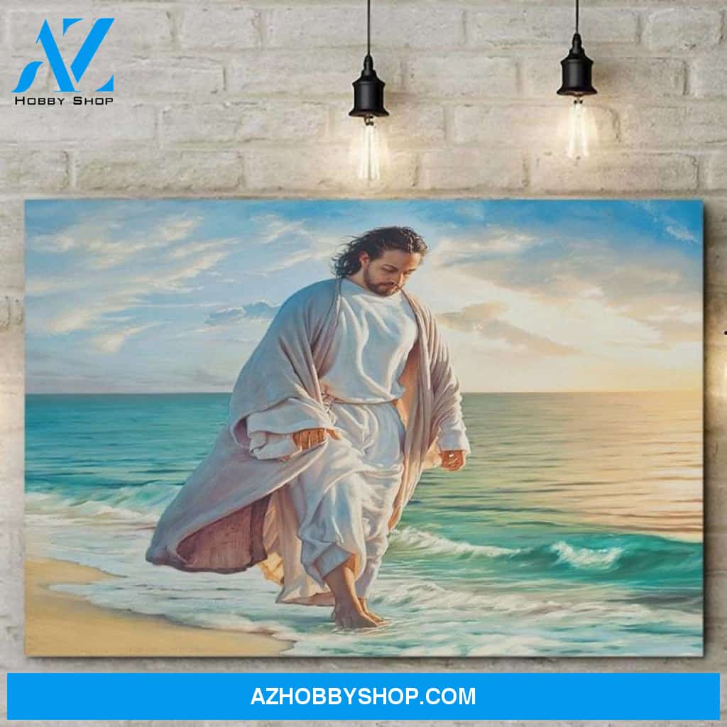 Jesus Walks On The Beach Be Still My Soul Custom Canvas. communion Gift, Jesus Canvas - New Year Gift, Christmas Gift - Matte Canvas