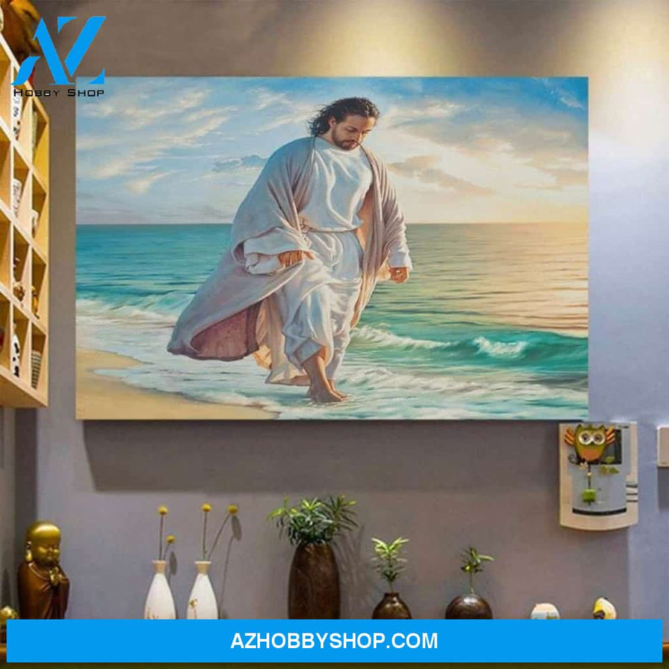 Jesus Walks On The Beach Be Still My Soul Custom Canvas. communion Gift, Jesus Canvas - New Year Gift, Christmas Gift - Matte Canvas