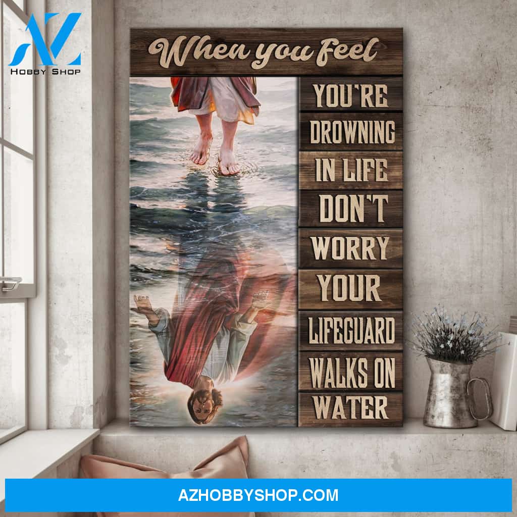 Jesus walks on water - Jesus Painting Portrait Canvas Prints, Wall Art