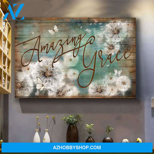 Jesus - White butterfly and dandelion - Amazing grace - Landscape Canvas Prints - Wall Art
