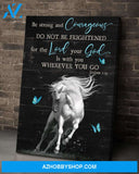 Jesus - White horse and blue butterfly - Your God is whit you wherever you go - Portrait Canvas Prints, Wall Art