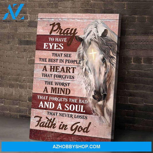 Jesus - White horse - Pray a soul that never loses faith in God - Portrait Canvas Prints, Wall Art