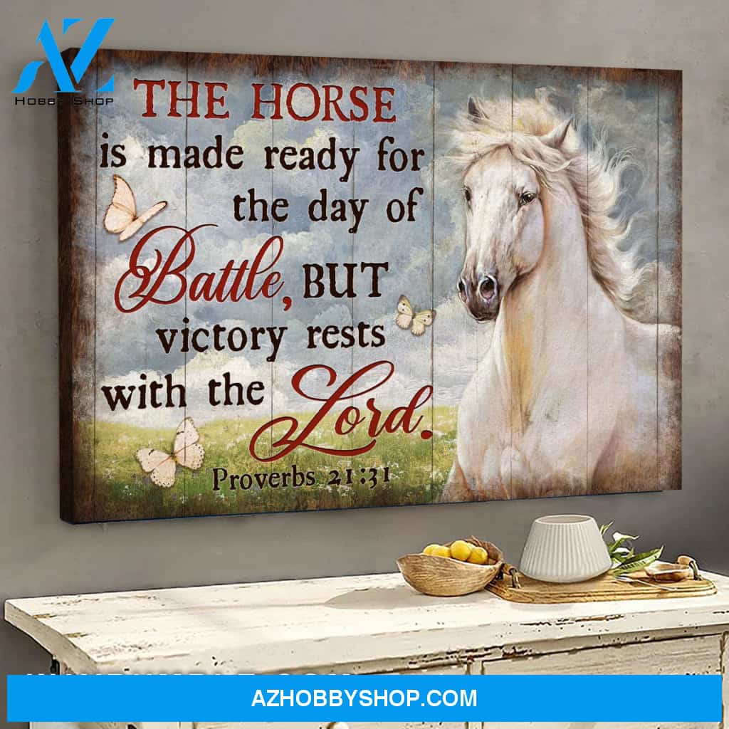 Jesus - White horse - The horse is made ready for the day of battle - Landscape Canvas Prints, Wall Art