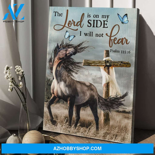 Jesus - Wild Horse and wooden cross - The Lord is on my side - Portrait Canvas Prints, Wall Art