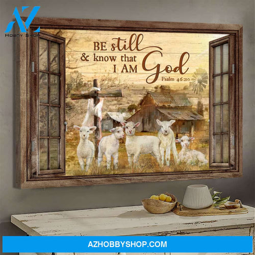 Jesus - Window Frame - The lambs - Be still & know that I am God - Landscape Canvas Prints, Wall Art