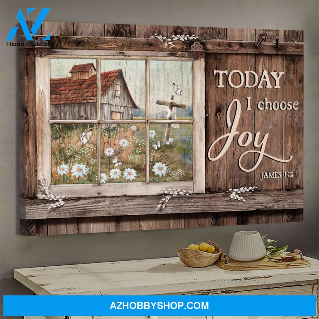 Jesus - Window frame - Today I choose joy - Landscape Canvas Prints, Wall Art