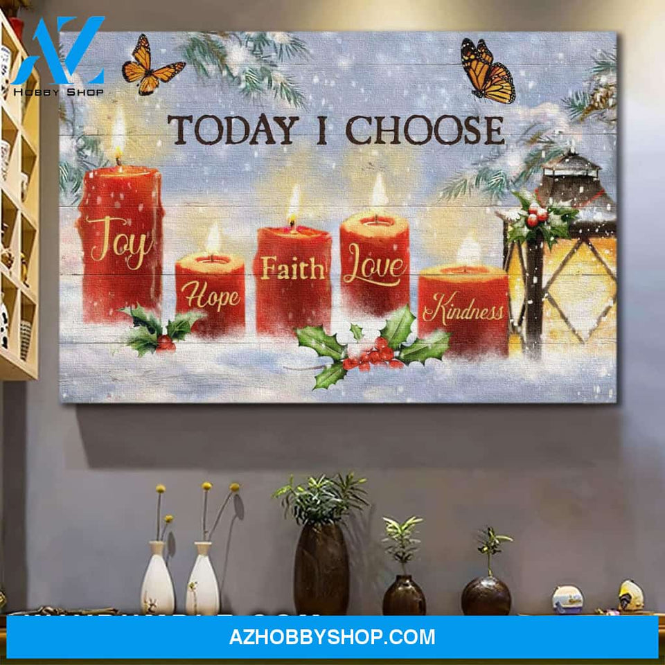 Jesus - Winter candle scene - Today I choose joy, hope, faith, love, kindness - Landscape Canvas Prints, Wall Art